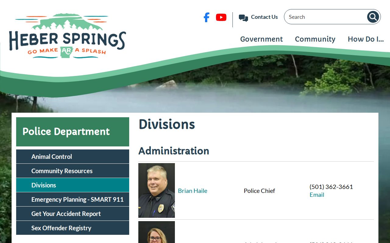 Heber Springs Police Department arrest-record divisions page in Cleburne County